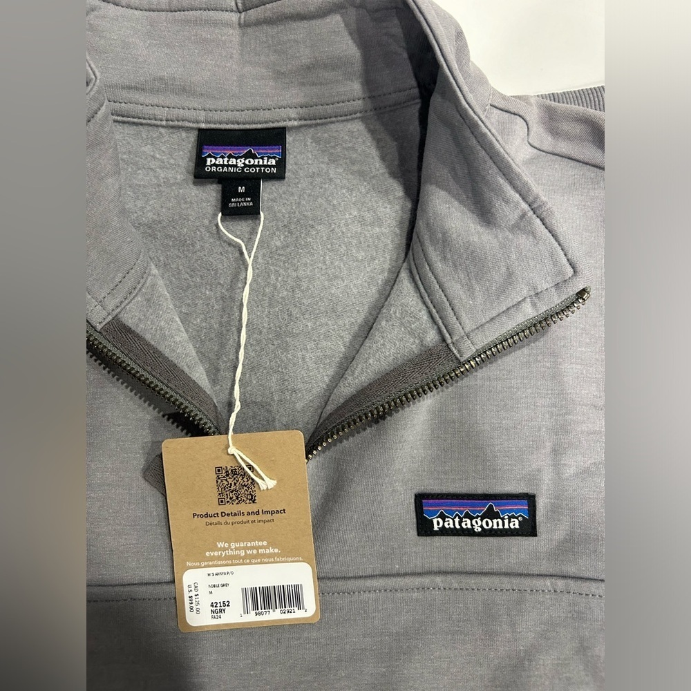 Patagonia Women's Medium Ahnya 1/4 Zip Pullover Noble Grey Jacket NWT - Picture 4 of 7